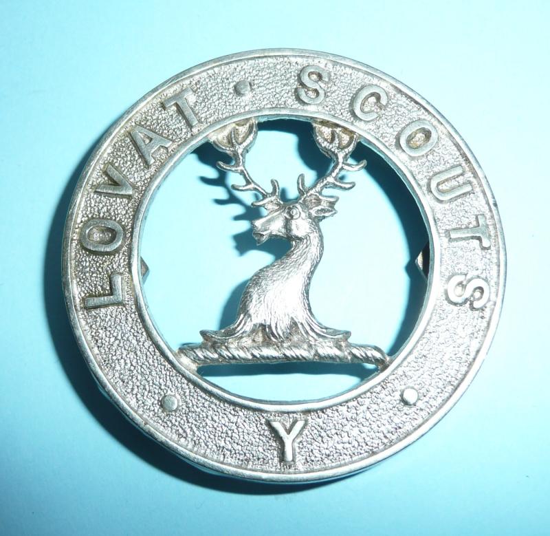 Lovat Scouts White Metal Cantle Badge - Screw post fittings