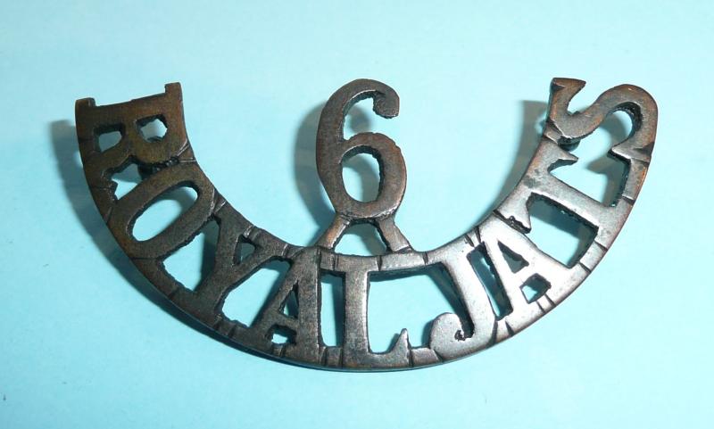 WW1 Indian Army - 6 / Royal Jats (6th Royal Jat Light Infantry) Bronzed Cast One Piece Shoulder Title