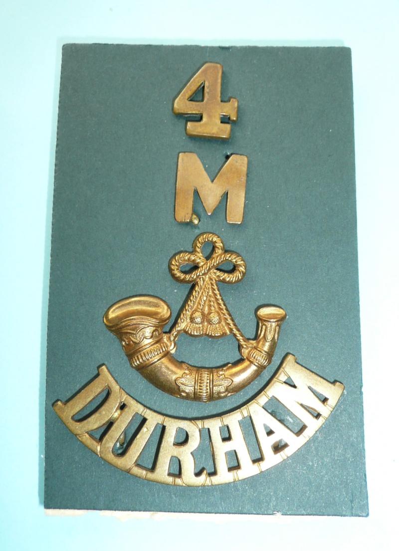 4th (Militia) Battalion Durham Light Infantry (DLI) Other Rank's Four Part Brass Shoulder Title