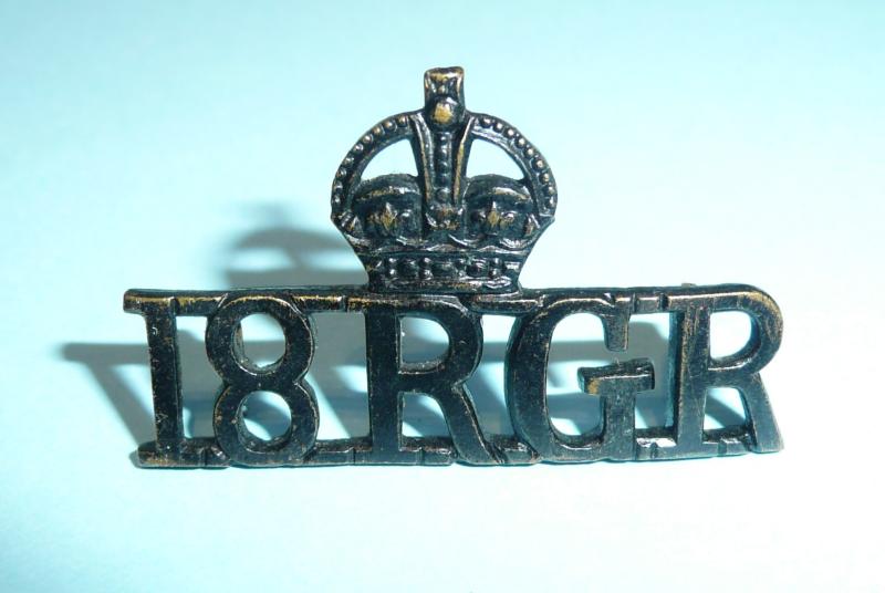 Indian Army  - 18th Garhwal Rifles (18RGR) Officer's Blackened Brass Shoulder Title