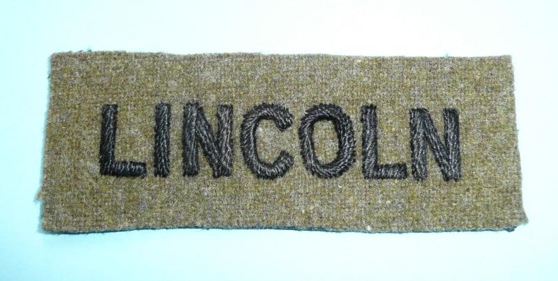 Lincoln Regiment Black on Khaki Embroidered Shoulder Title