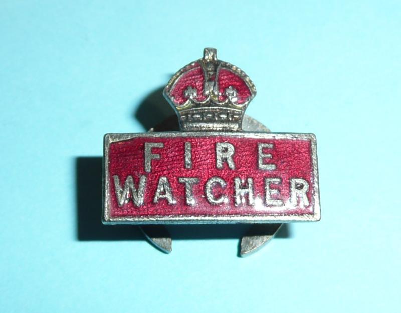 WW2 Home Front - Fire Watcher civilian volunteer Gentleman's war worker  Lapel Badge (Type 3)