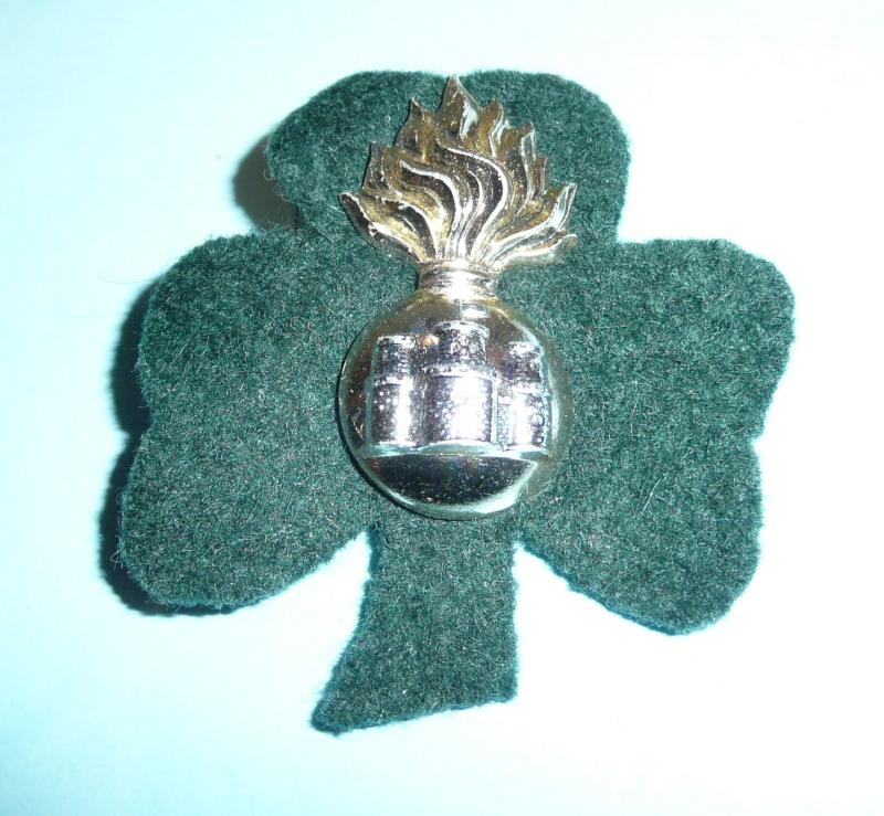 Irish Royal Inniskilling Fusiliers AA Anodised Staybrite Collar Badge on Piper's Green Felt Backing