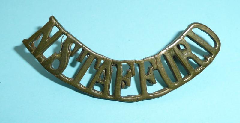 WW1 N.Stafford (The Prince of Wales's North Staffordshire Regiment) Brass Shoulder Title