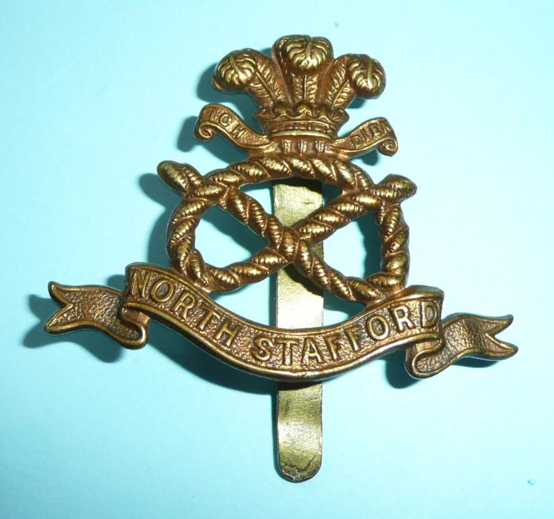 WW1 Economy The Prince of Wales's North Staffordshire Regiment Other Ranks Brass Cap Badge
