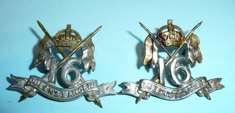 16th Lancers Bi-metal Collar Badges, 1902 - 1904 only.