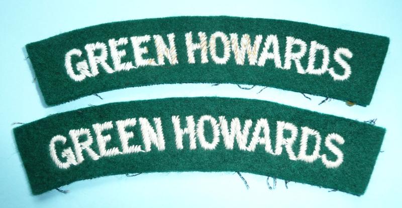 Green Howards (Alexandra Princess of Wales's Own ( Yorkshire Regiment)) Pair of white on green Matched Pair of White on Green Embroidered Shoulder Titles
