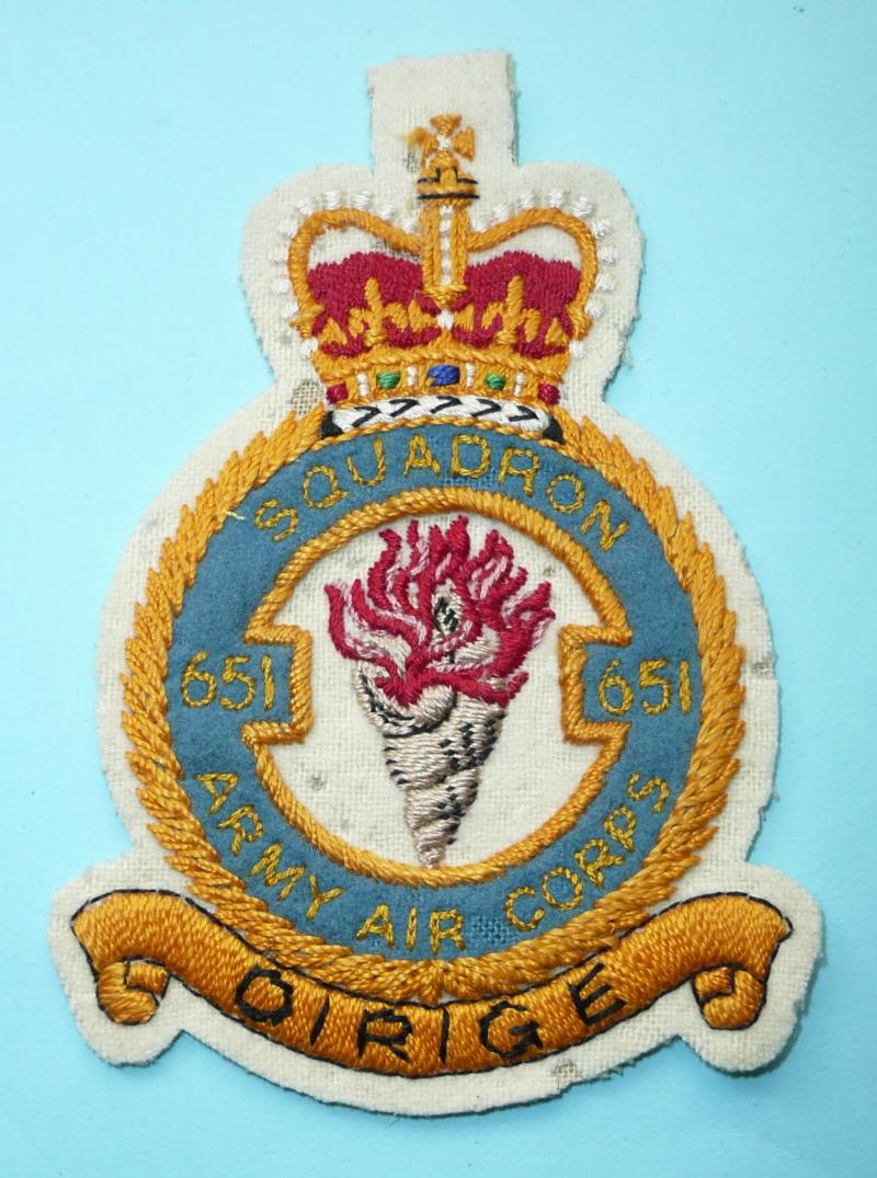 Army Air Corps 651 Squadron Flight Embroidered Cloth Suit Patch