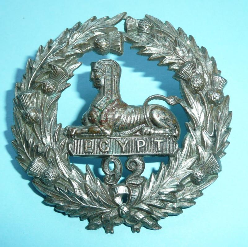92nd Regiment of Foot ( Gordon Highlanders ) Pipers White Metal Glengarry Badge, 1868 - 1881