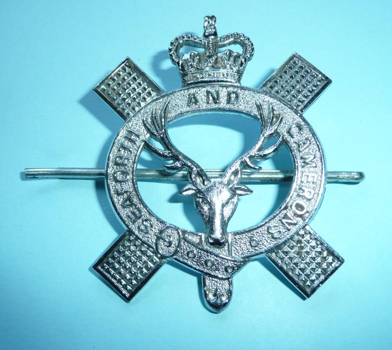 Seaforth & Camerons (Highlanders) Chromed White Metal Pipers Badge
