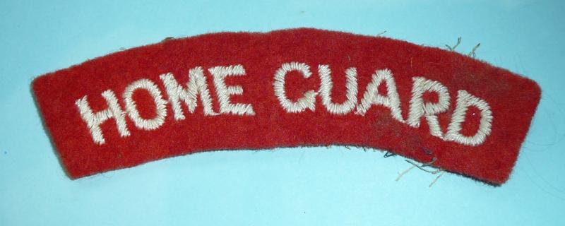 WW2 Home Front / Cold War 2nd Phase Home Guard Embroidered White on Red Felt Cloth Shoulder Title