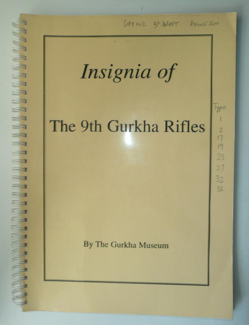 Insignia of the 9th Gurkha Rifles - Specialist Publication By the Gurkha Museum - Now out of Print