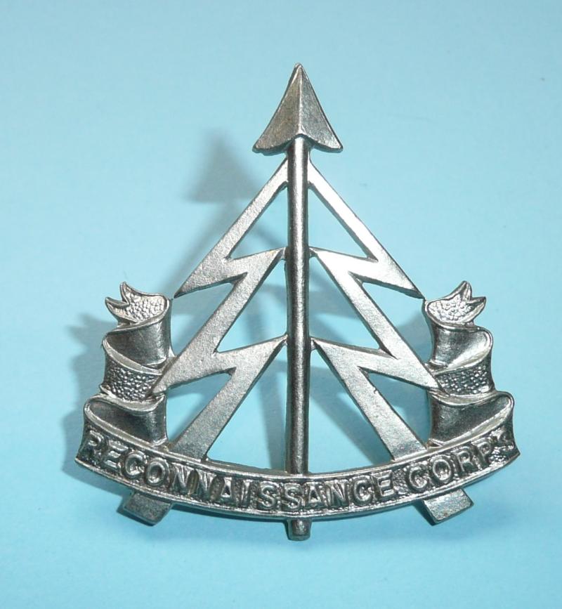 WW2 War Raised unit - RECCE Reconnaissance Corps White Metal Cap Badge