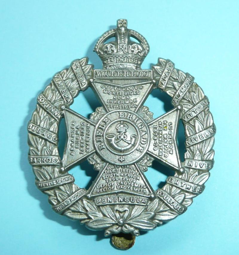 WW1 Rifle Brigade (The Prince Consorts Own) White Metal Other Rank's Cap Badge - Larger Pattern