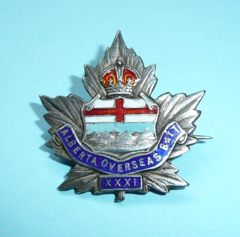 WW1 Canada - 31st (Alberta) Overseas Battalion CEF Hallmarked Silver Sweetheart Pin Brooch Badge