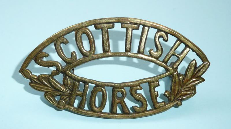 Scottish Horse (Yeomanry) Other Ranks Brass One Piece Oval Shoulder Title