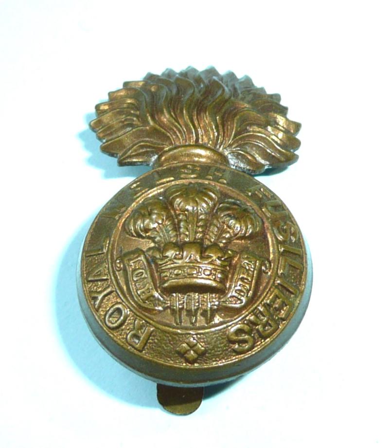 WW1 Royal Welsh Fusiliers Other Ranks All Brass Economy Issue Cap Badge