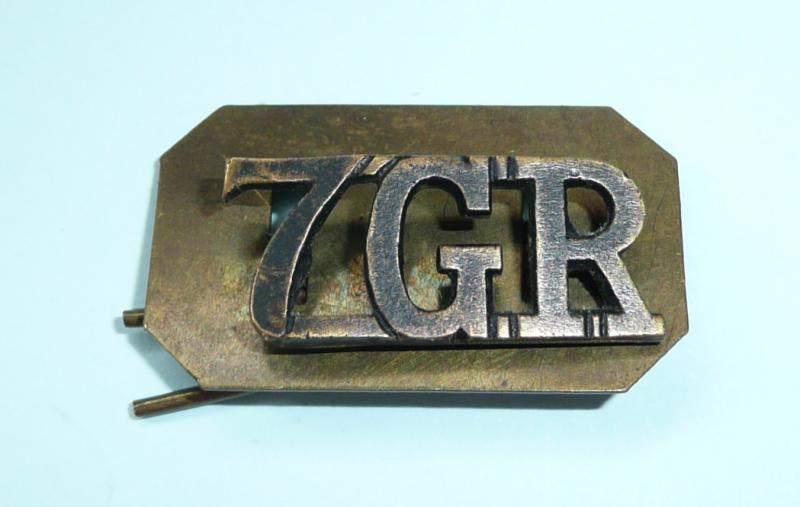 7th Gurkha Rifles Blackened Brass Shoulder Title on Brass Backing Plate