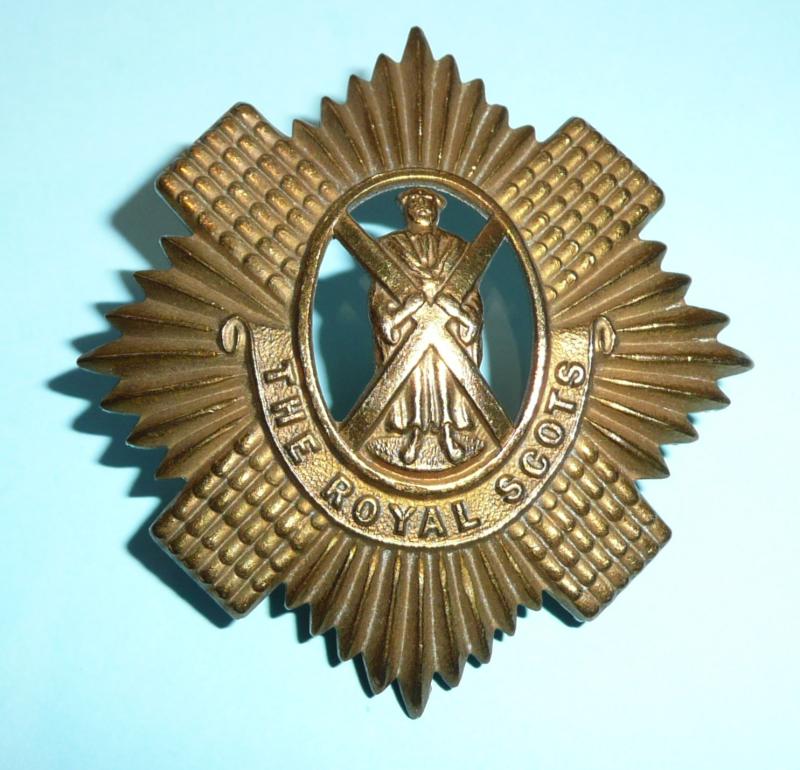 WW1 The Royal Scots Other Ranks Brass Economy Cap Badge