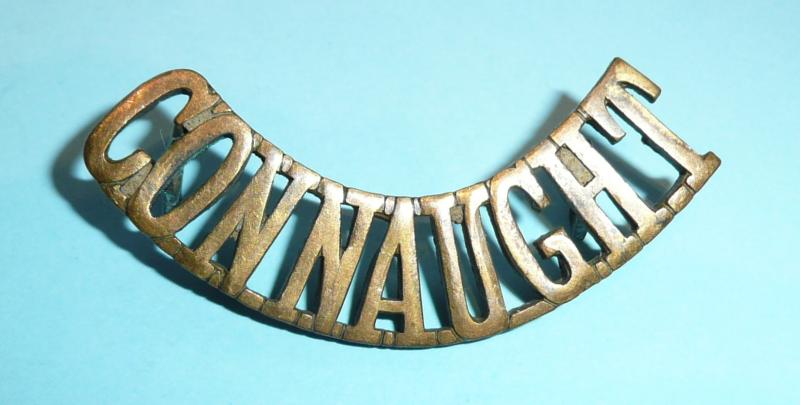 Early Pre WW1 Connaught Rangers Brass Shoulder Title Badge