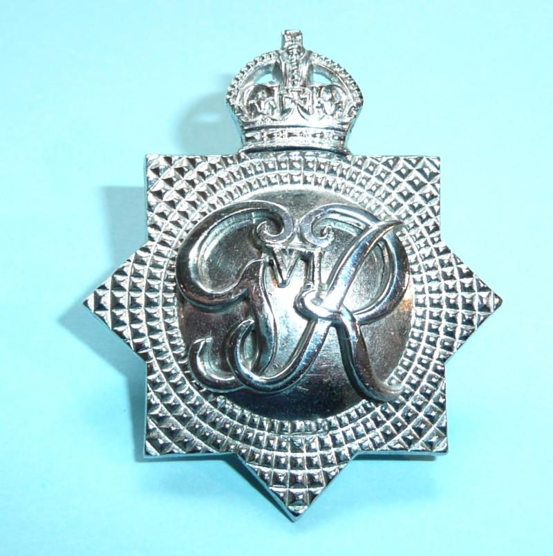 Post WW2 Control Commission Germany CCG British Civil Police Officer's Plated White Metal Cap Badge