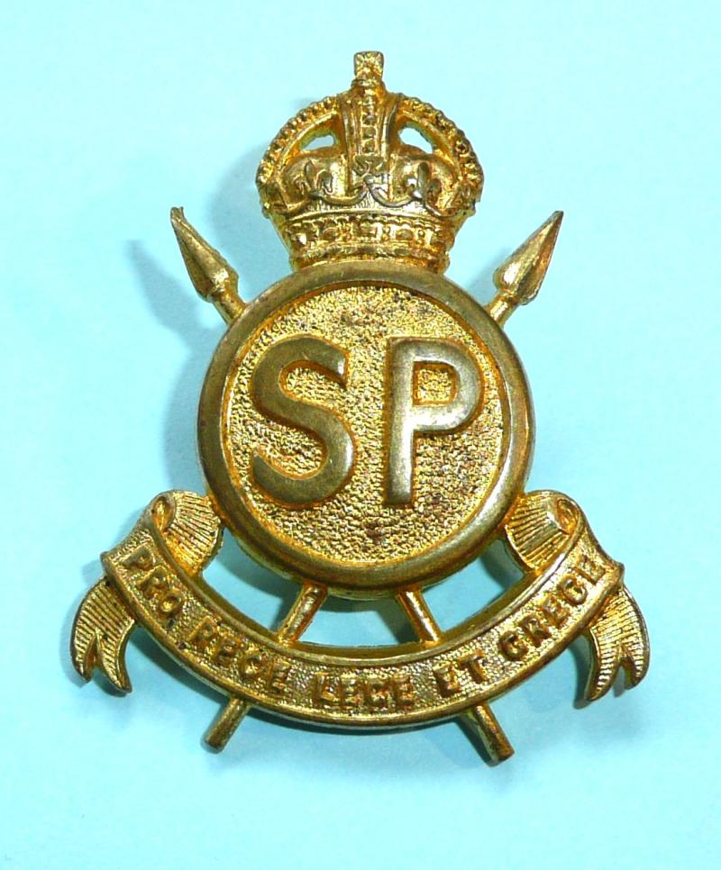 African Colonial - Swaziland Police SP Gilt Brass Cap Badge - Firmin