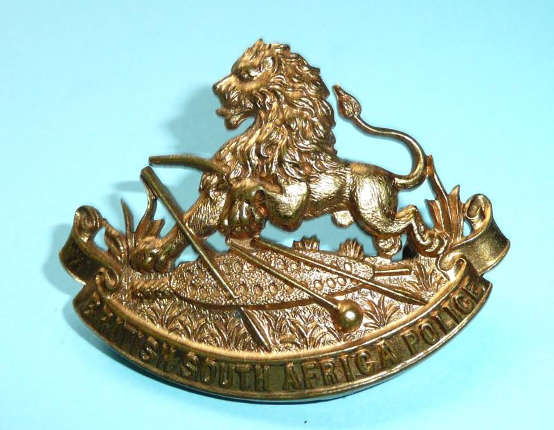 Rhodesia British South African Police Brass Cap Badge