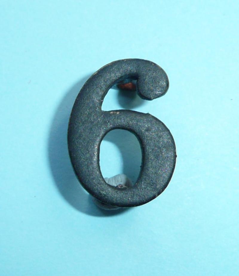 '6' - 6th Gurkha Rifles Other Ranks Blackened Brass Numeral, Circa 1903 - 1920