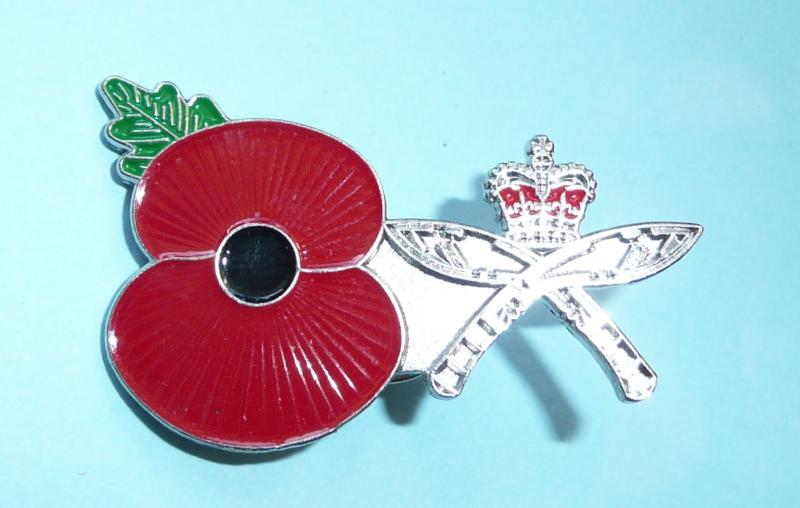 Remembrance Day Chrome & Enamel Gurkha Poppy Pin Lapel Badge