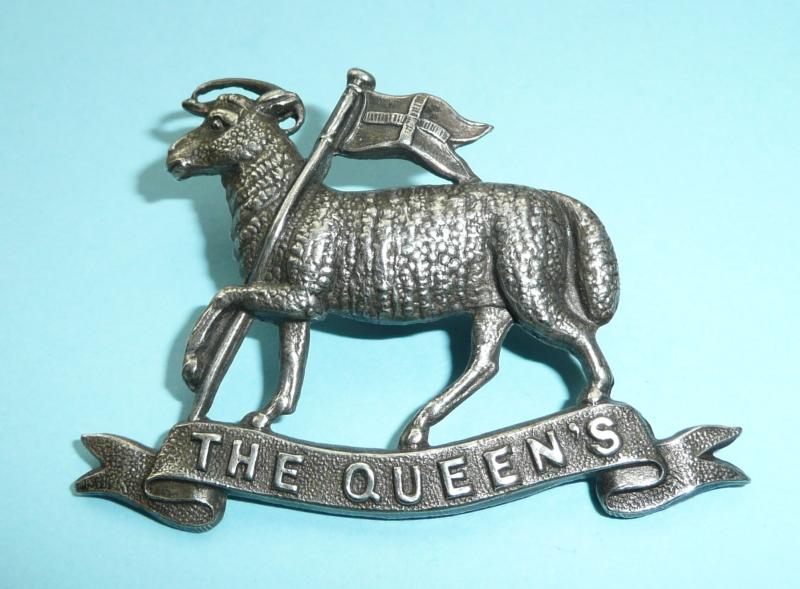 Queen's Regiment (Royal West Surrey) Volunteer Battalion White Metal Cap Badge.