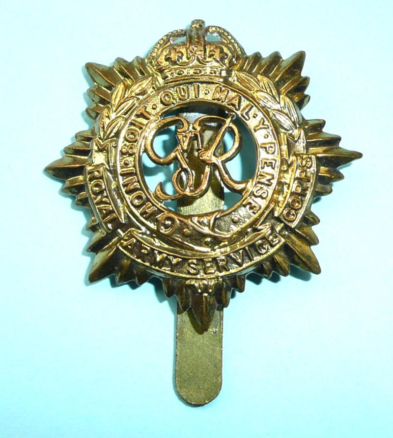 WW2 Royal Army Service Corps (RASC) GVI Issue Other Ranks Gilding Metal Brass Cap Badge