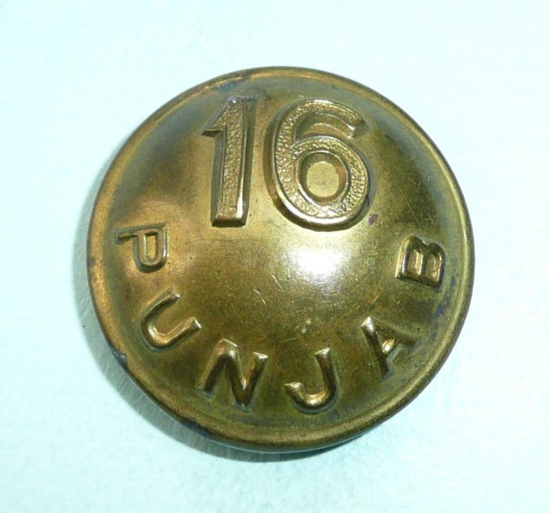 16th Punjab Regiment Other Rank's Large Pattern Brass Button