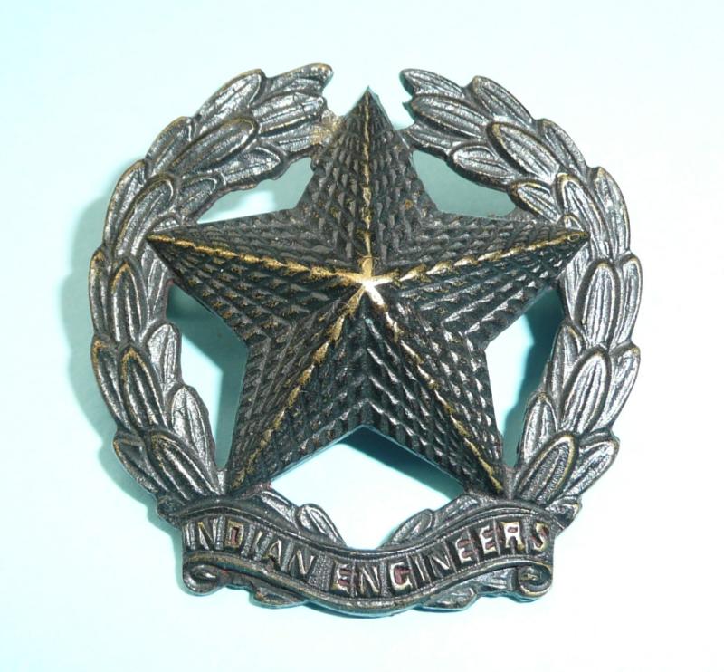 WW2 Indian Army - Indian Engineers Blackened Brass Cap Badge