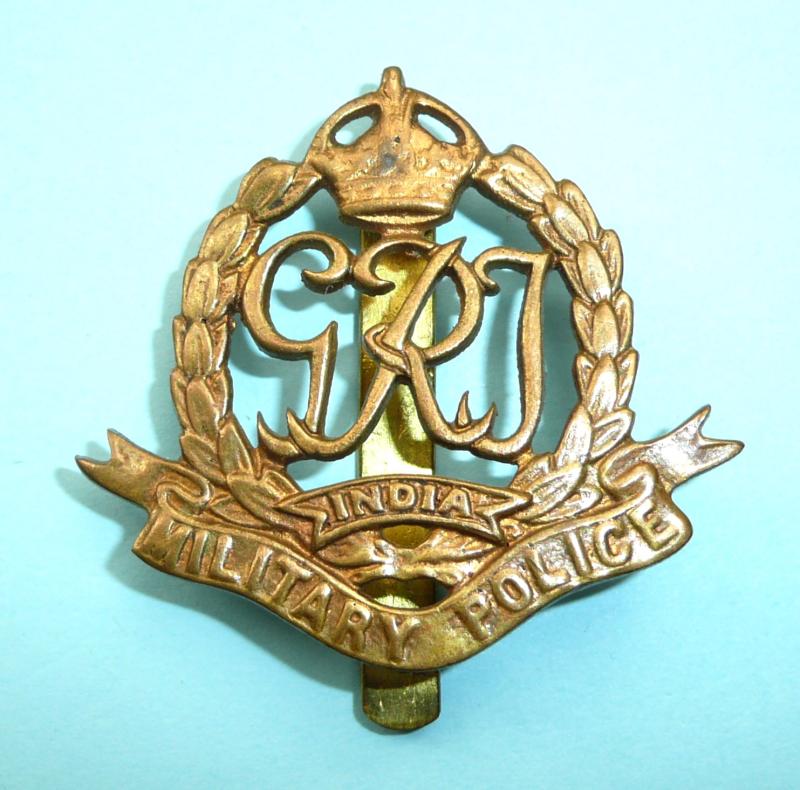 WW2 Indian Army - India GVIR Military Police Cast Brass Cap Badge