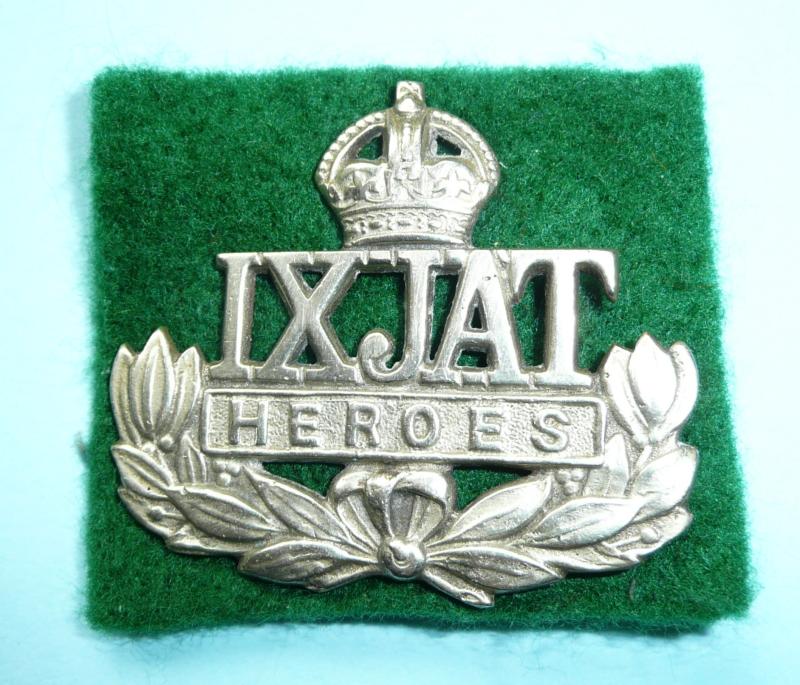 Indian Army - The IX (9th) JAT Regiment 'Heroes' Cast White Metal Helmet Badge