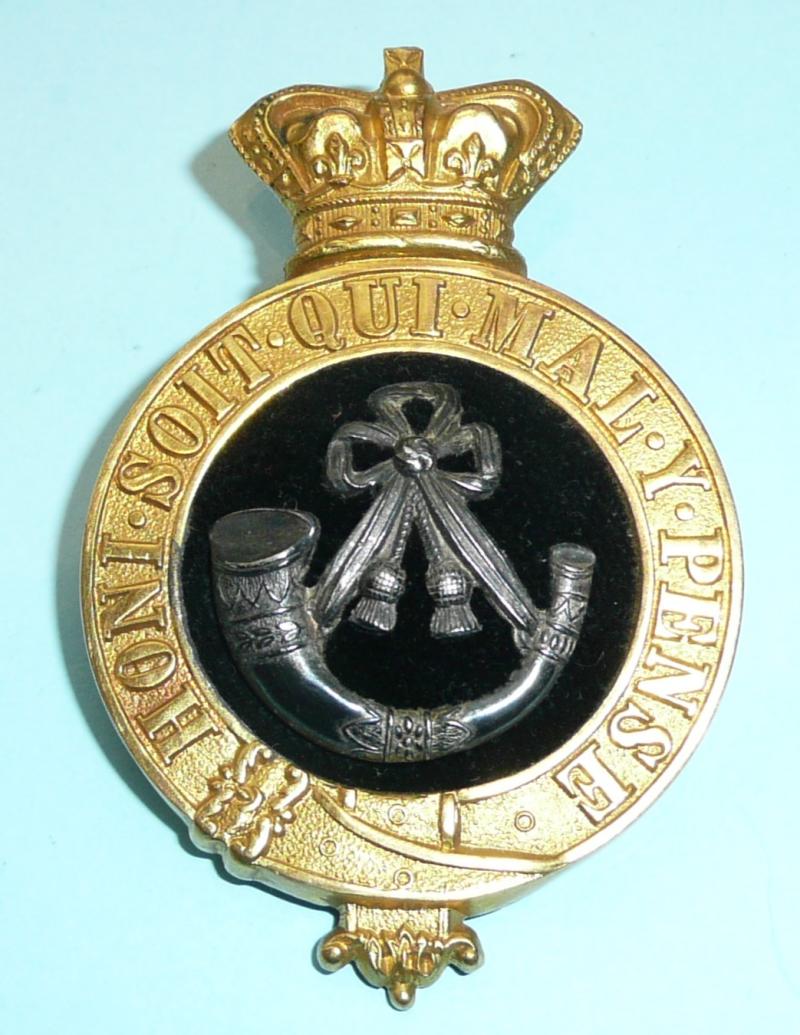 QVC Victorian Durham Light Infantry (DLI) Officer's Gilt and Silver Plate Glengarry Cap Badge, Circa 1881 - 1898