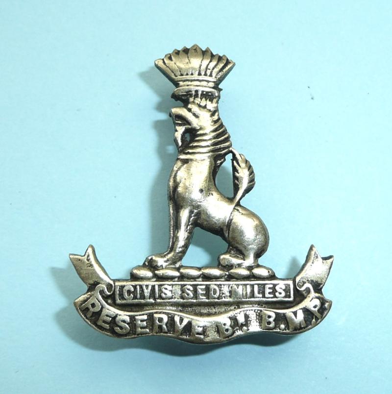 British Indian Army - Reserve Battalion Burma Military Police (BMP) Officer's Silver Cap Badge, pre 1937