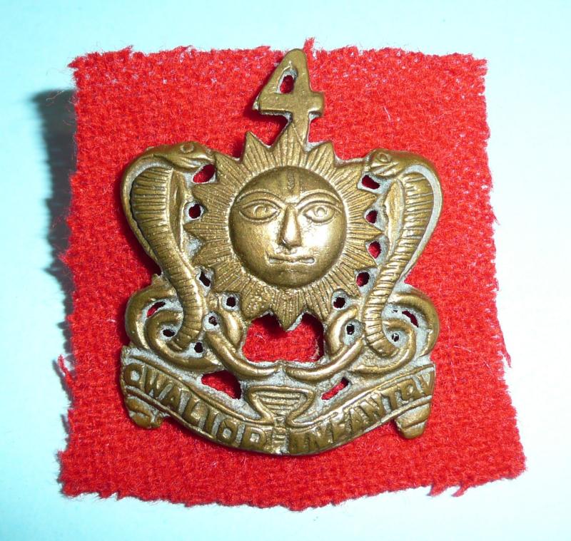 Indian Princely States  - 4th Gwalior Infantry Brass Cap Badge