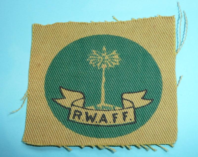 WW2 Royal West African Frontier Force (RWAFF) Printed Regimental Flash Designation Formation Sign