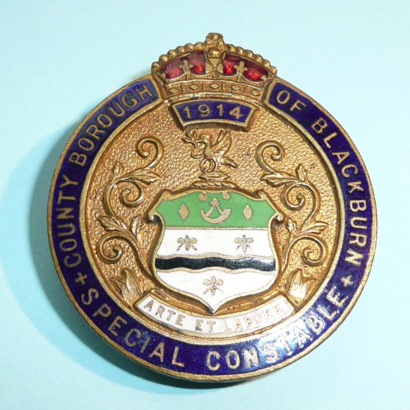 WW1 1914 Borough of  Blackburn (Lancashire) Special Constable Constabulary Police Mufti Buttonhole Lapel Badge