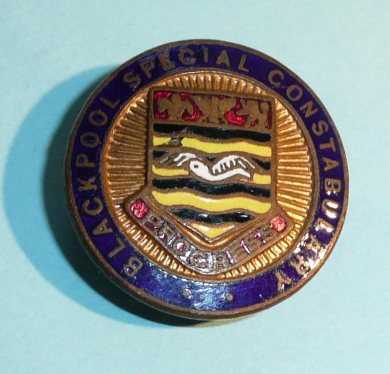 WW2 Blackpool Borough Police Special Constable Constabulary Gilt & Enamel Mufti Buttonhole Lapel Badge