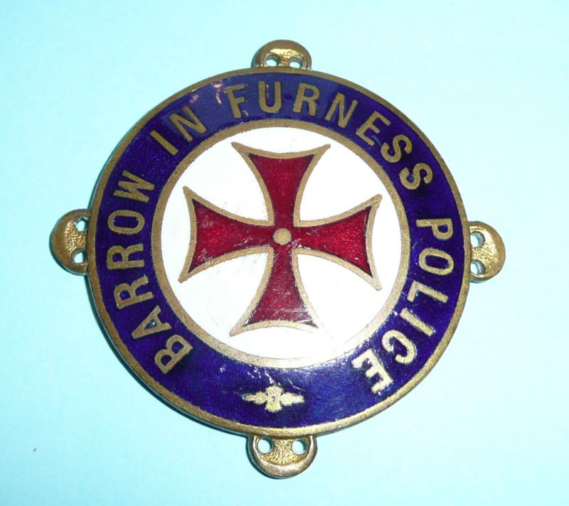 Barrow - In - Furness (Lancashire) Police Enamel & Gilt Sew-on First Aid Arm Badge