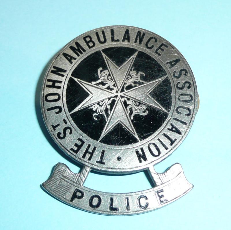 St John's Ambulance Generic Police First Aid White Metal and Enamel Cap Badge