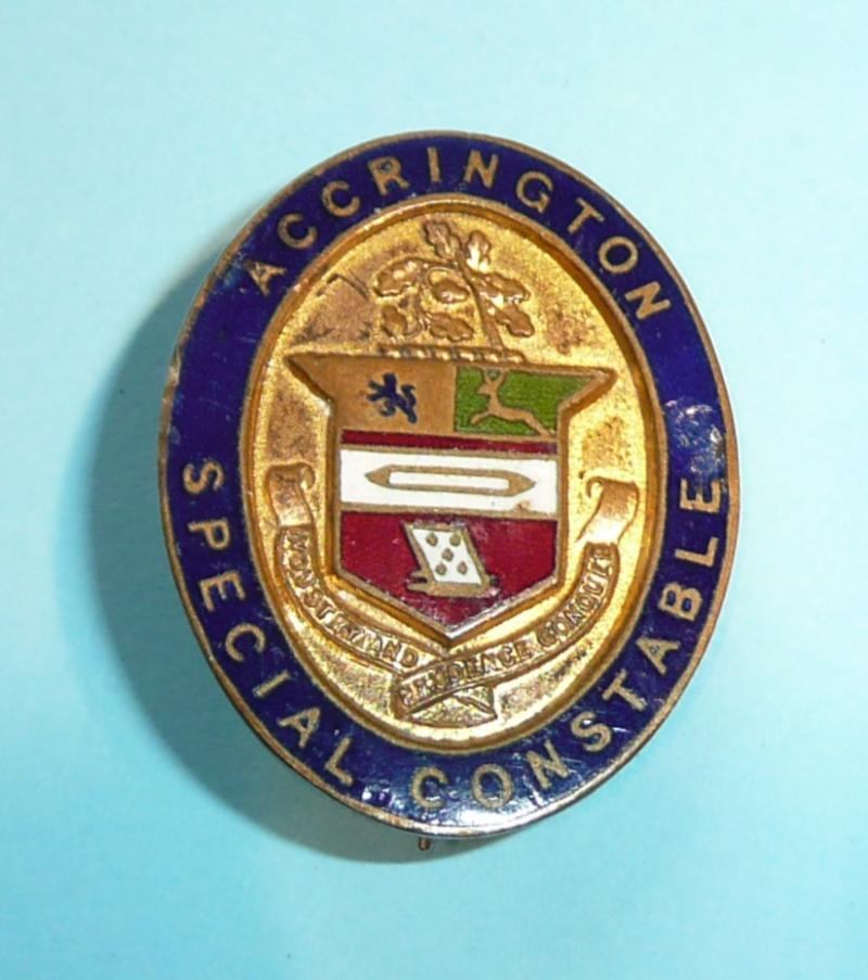 WW1 Accrington Borough Police (Lancashire) Special Constable Constabulary Gilt & Enamel Mufti Buttonhole Lapel Badge