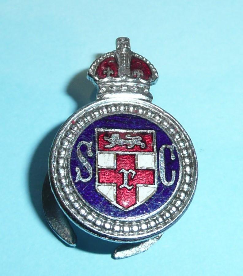 WW2 Rochester City (Kent) Special Constable Constabulary Police Chrome & Enamel Mufti Buttonhole Lapel Badge