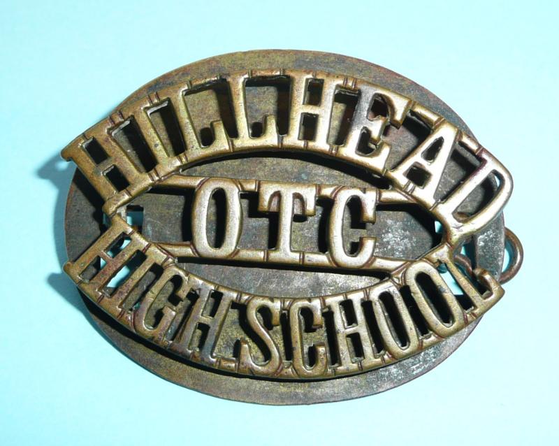 Hillhead High School (Glasgow, Scotland) OTC One Piece Brass Shoulder Title