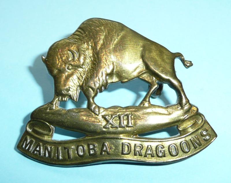 WW2 Canada - 12th Manitoba Dragoons Brass Cap Badge - Gaunt Montreal