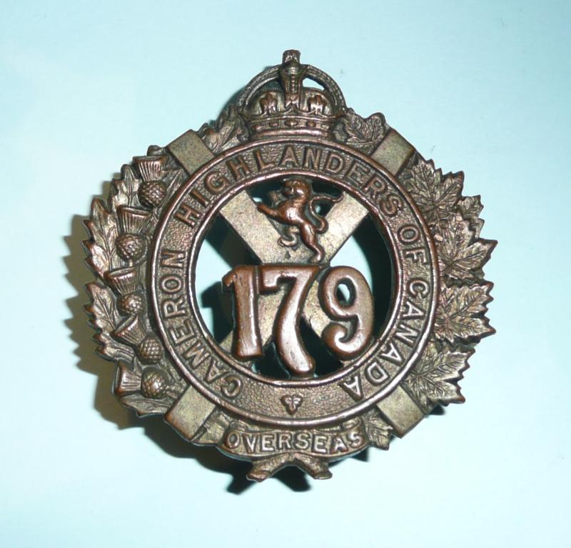 WW1 Canada  - 179th (Cameron Highlanders of Canada)  Overseas Battalion CEF Pickled Copper Sporran Badge