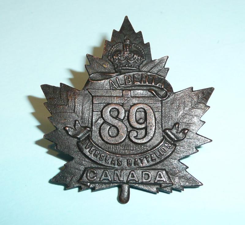 WW1 Canada - 89th (Alberta) Overseas Battalion Canadian Expeditionary Force (CEF) Browning Copper Cap Badge