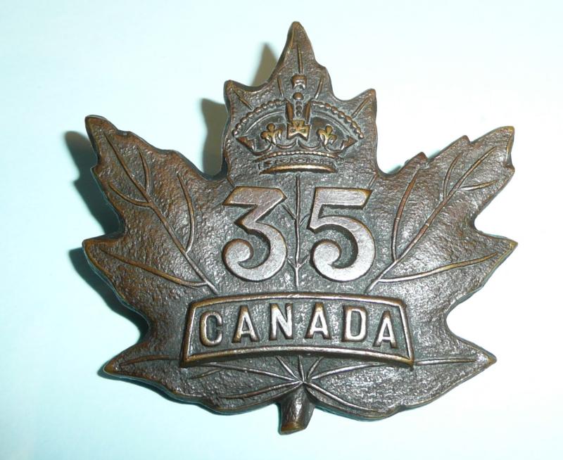 WW1 Canada  - 35th (Toronto) Overseas Battalion Canadian Expeditionary Force (CEF) Browning Copper Cap Badge